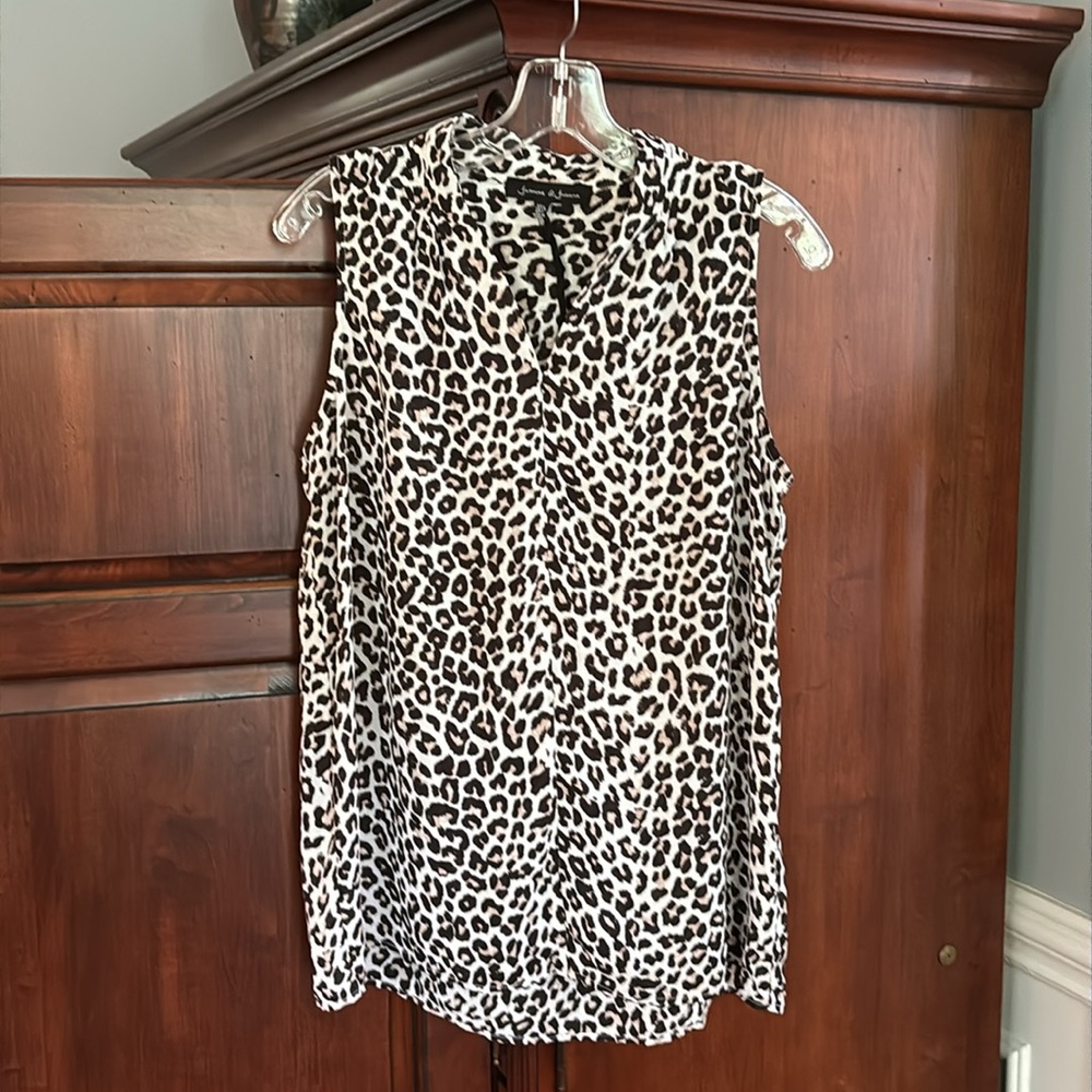 Jasmine & Juliana Cheetah Print Sleeveless Tunic Blouse